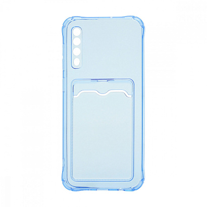 Чехол с кармашком для Samsung Galaxy A50/A30S/A50S прозрачный (003) голубой