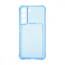 Чехол с кармашком для Samsung Galaxy S22 прозрачный (003) голубой