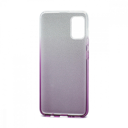 Чехол Fashion с блестками силикон-пластик для Samsung Galaxy A41 серебристо-фиолетовый