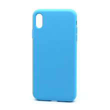 Чехол Silicone Case без лого для Apple iPhone XS Max (полная защита) (016) голубой