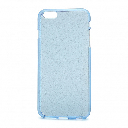 Чехол силиконовый с блестками прозрачный для Apple iPhone 6/6S Plus голубой