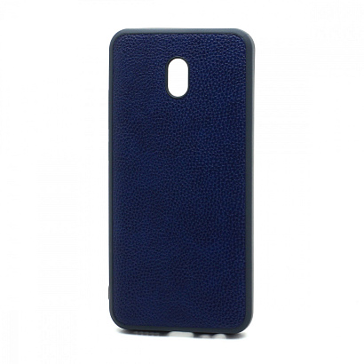 Чехол силиконовый с кожаной вставкой Leather Cover для Xiaomi Redmi 8A синий