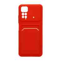 Чехол с кармашком и цветными кнопками для Xiaomi Redmi Note 11 (010) красный