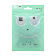Кабель USB - Micro USB HOCO X13 "Easy" (2.4A, 100см) белый