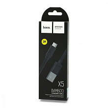 Кабель USB - Type-C HOCO X5 "Bamboo" (3А, 100см) черный