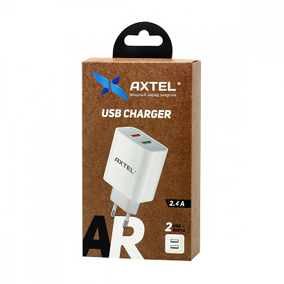 СЗУ с выходом USB AXTEL (2USB/2.4A) белое