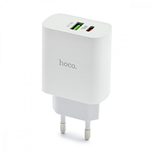 СЗУ с выходом USB Hoco C80A (PD+QC3.0/1USB/1USB PD/кабель Type-C -Lightning) белое