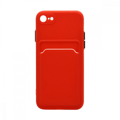 Чехол с кармашком и цветными кнопками для Apple iPhone 7/8/SE 2020 (010) красный
