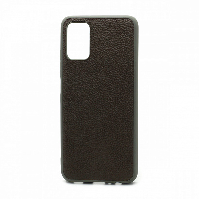 Чехол силиконовый с кожаной вставкой Leather Cover для Samsung Galaxy A02S/M02S/A03S серый