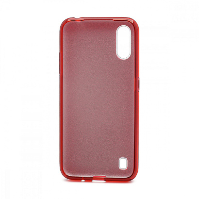 Чехол Fashion с блестками силикон-пластик для Samsung Galaxy A01 красный