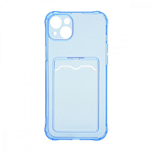 Чехол с кармашком для Apple iPhone 14 Plus/6.7 прозрачный (003) голубой