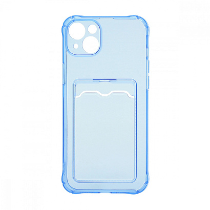 Чехол с кармашком для Apple iPhone 14 Plus/6.7 прозрачный (003) голубой