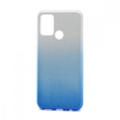 Чехол Fashion с блестками силикон-пластик для Huawei Honor 9A серебристо-голубой