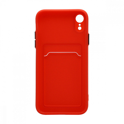 Чехол с кармашком и цветными кнопками для Apple iPhone XR (010) красный
