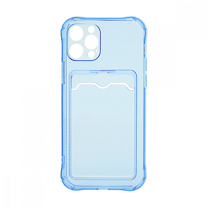 Чехол с кармашком для Apple iPhone 12 Pro/6.1 прозрачный (003) голубой