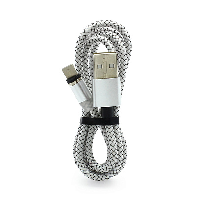 Кабель USB - Lightning USB Magnetic Cable (100 см/магнитный/плетеный) серебристый