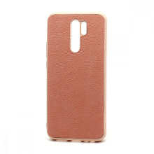 Чехол силиконовый с кожаной вставкой Leather Cover для Xiaomi Redmi 9 розовый