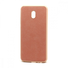 Чехол силиконовый с кожаной вставкой Leather Cover для Xiaomi Redmi 8A розовый
