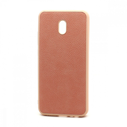 Чехол силиконовый с кожаной вставкой Leather Cover для Xiaomi Redmi 8A розовый