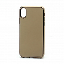 Чехол Silicone case Onyx Clear (накладка/силикон) для Apple iPhone X/XS золотистый