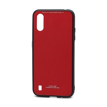 Чехол со стеклянной вставкой без лого для Samsung Galaxy A01 красный