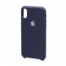 Чехол Silicone Cover Сolor с лого для Apple iPhone X темно синий