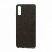 Чехол силиконовый с кожаной вставкой Leather Cover для Samsung Galaxy A02/M02 серый