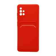 Чехол с кармашком и цветными кнопками для Samsung A51 (010) красный