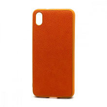Чехол силиконовый с кожаной вставкой Leather Cover для Xiaomi Redmi 7A оранжевый