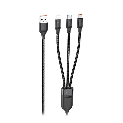 Кабель USB Multi 3в1 Lightning/micro/Type-C USB HOCO "Premium" U104 черный																
