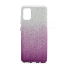 Чехол Fashion с блестками силикон-пластик для Samsung Galaxy A31 серебристо-фиолетовый