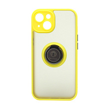 Чехол Shockproof Ring для Apple iPhone 14/6.1 (001) желто-черный