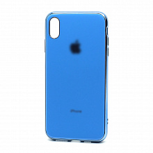 Чехол Silicone case Onyx с лого для Apple iPhone XS Max голубой
