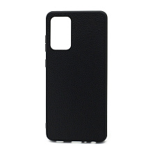 Чехол силиконовый с кожаной вставкой Leather Cover для Samsung Galaxy A72 черный