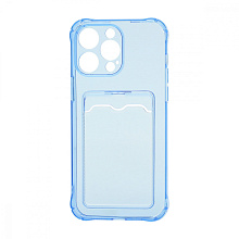 Чехол с кармашком для Apple iPhone 14 Pro Max/6.7 прозрачный (003) голубой