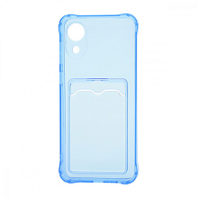 Чехол с кармашком для Samsung Galaxy A03 Core прозрачный (003) голубой
