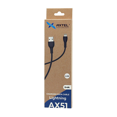 Кабель USB - Lightning Axtel AX51 (25см) черный