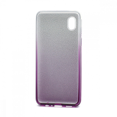 Чехол Fashion с блестками силикон-пластик для Samsung Galaxy A01 Core/M01 Core серебристо-фиолетовый