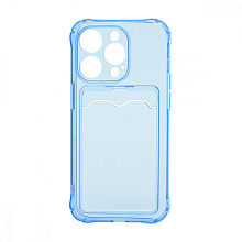 Чехол с кармашком для Apple iPhone 14 Pro/6.1 прозрачный (003) голубой