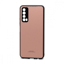 Чехол со стеклянной вставкой без лого для Huawei P Smart 2021/Y7a розовый