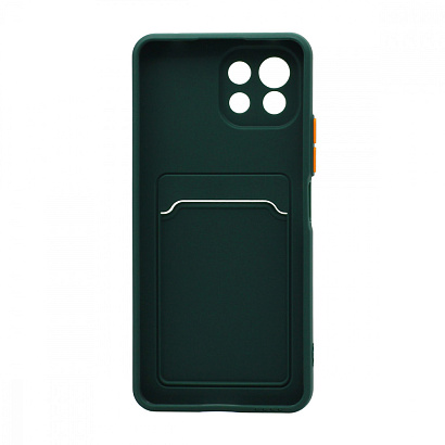 Чехол с кармашком и цветными кнопками для Xiaomi 11 Lite (002) темно зеленый