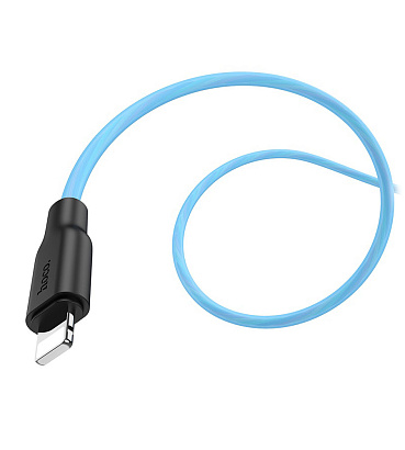 Кабель USB - Lightning HOCO X21 "Plus Silicone" (2.4A, 100см) черно-синий