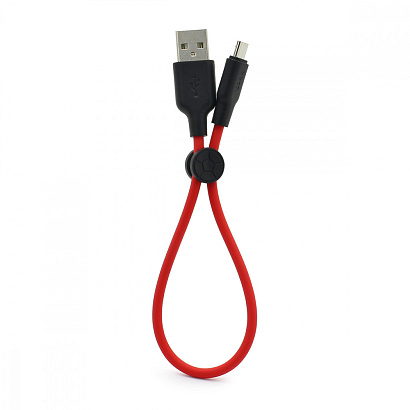 Кабель USB - Micro USB HOCO X21 "Plus Silicone" (2.4А, 25см) черно-красный