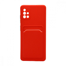 Чехол с кармашком и цветными кнопками для Samsung A51 (010) красный