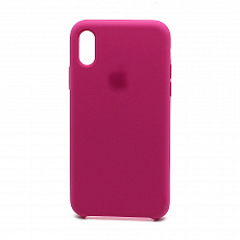 Чехол Silicone Case с лого для Apple iPhone X/XS (054) темно розовый