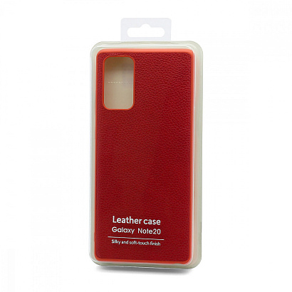 Чехол силиконовый с кожаной вставкой Leather Cover для Samsung Galaxy Note 20 красный