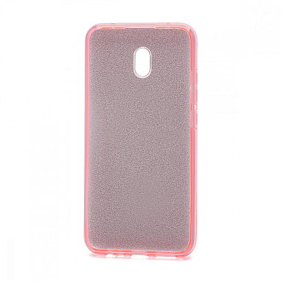 Чехол Fashion с блестками силикон-пластик для Xiaomi Redmi 8A розовый
