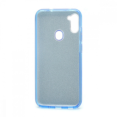 Чехол Fashion с блестками силикон-пластик для Samsung Galaxy A11/M11 голубой