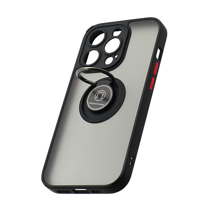 Чехол Shockproof Ring для Apple iPhone 14 Pro/6.1 (003) черно-красный