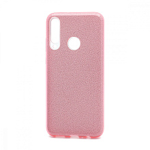 Чехол Fashion с блестками силикон-пластик для Huawei Y6p розовый